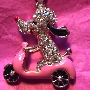 poodle on a scooter necklace